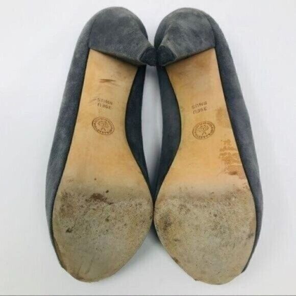 Bally womans gray suede platform heels US 8.5 EU39 BoxM peep toe - Picture 5 of 7